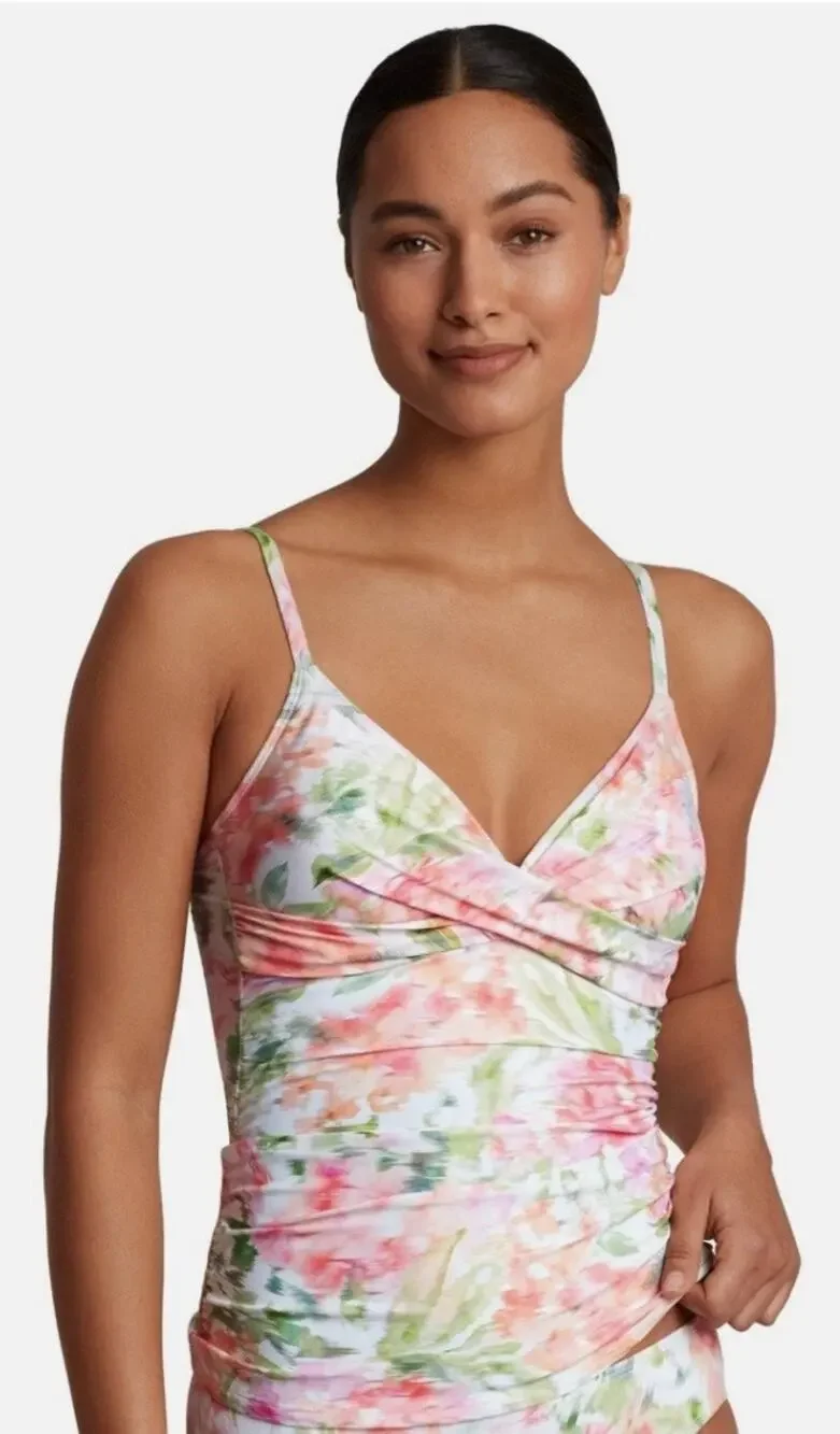 Lauren Ralph Lauren Water color Floral Tankini Top Swim 14 NWT